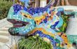 Close up of the famous tiled lizard in park guell