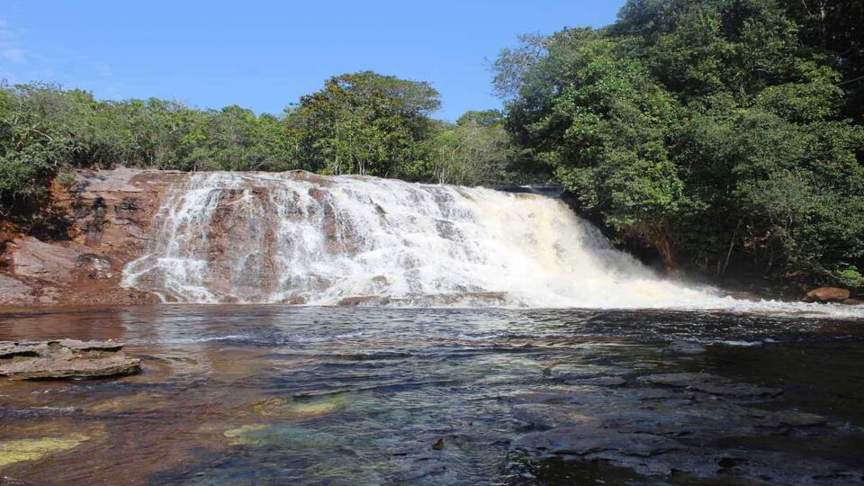 waterfall in Presidente Figueiredo, Amazon region with abundant water in the midst of nature