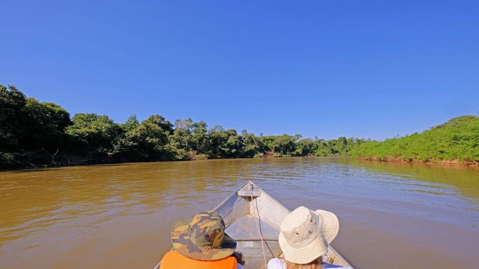 Tourists on a boat travelling up the amazon