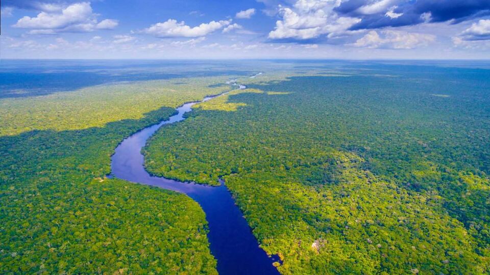 Aerial view of the Amazon river in Brazil