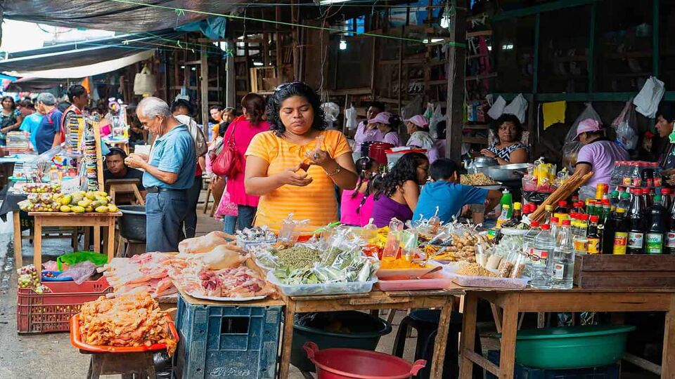 Woman at a market in Iquitos, Peru