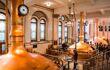 Inside the old-fashioned brewing hall with the original copper vats