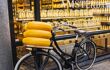 Famous Dutch cheese stacked on a bike during the daytime