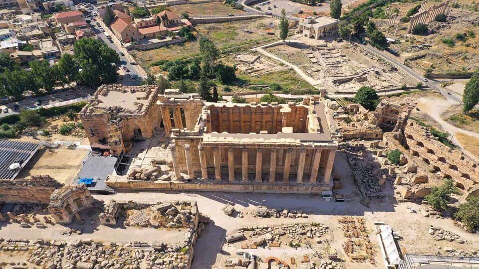 Aerial view of the Temple of Bacchus