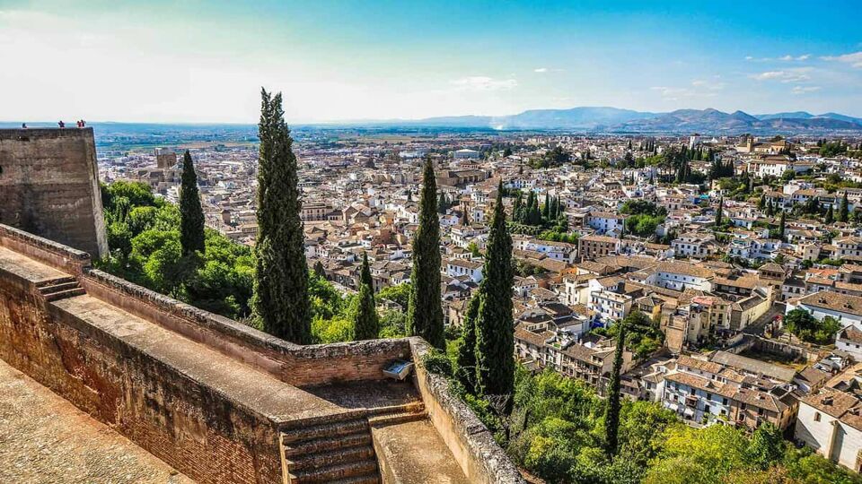 View over rooftops of the city from the Alhambra Palace