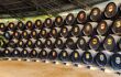 Sherry casks stacked in rows
