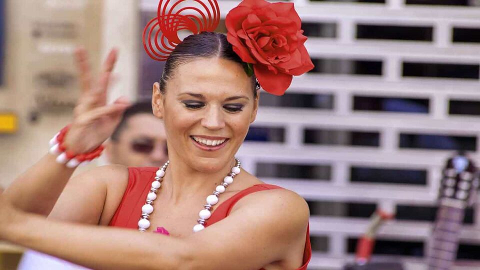 Close up of a flamenco dancer's face