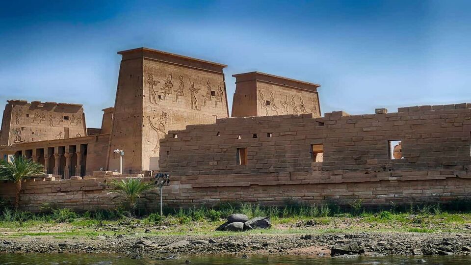 View of the side of the Temple of Isis from the river