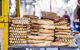Stacks of Koulouria Greek bagel for sale
