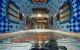 Looking down into the blue atrium of Gaudi's Casa Battlo