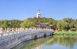 White Stone bridge at Beihai Park. It is the former imperial garden, built in 11th century. One of the largest Chinese gardens with historical structures, palaces and temples.