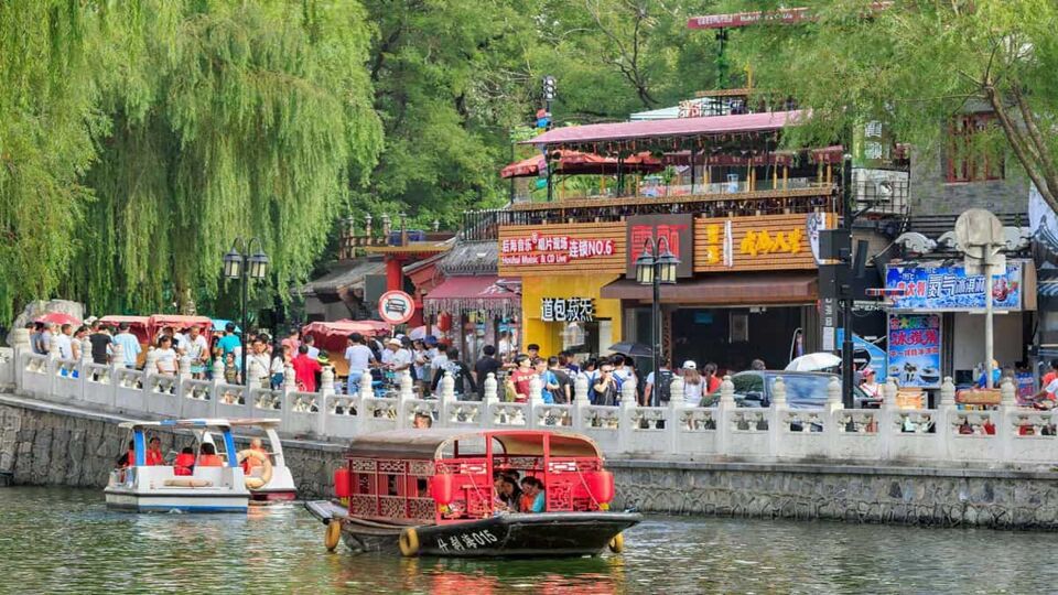 Houhai area during tourist season. It is very popular among foreign tourists visiting Beijing and is often visited by expatriate community and younger generations of locals.