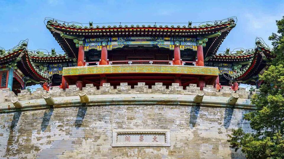Traditional Chinese Architecturd on a small temple building. Located in The Summer Palace, Beijing, China.
