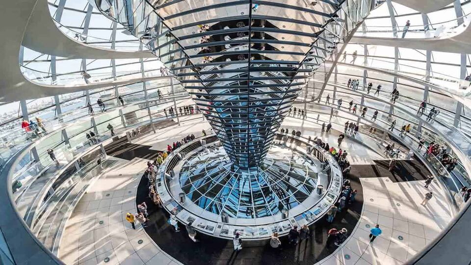 Inside the famous dome at the German Parliament, The Reichstag