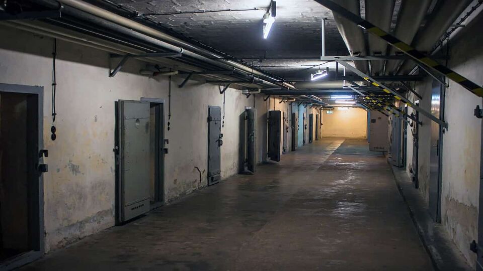 dark tunnel inside the stasi prison of the Hohenschonhausen-Memorial