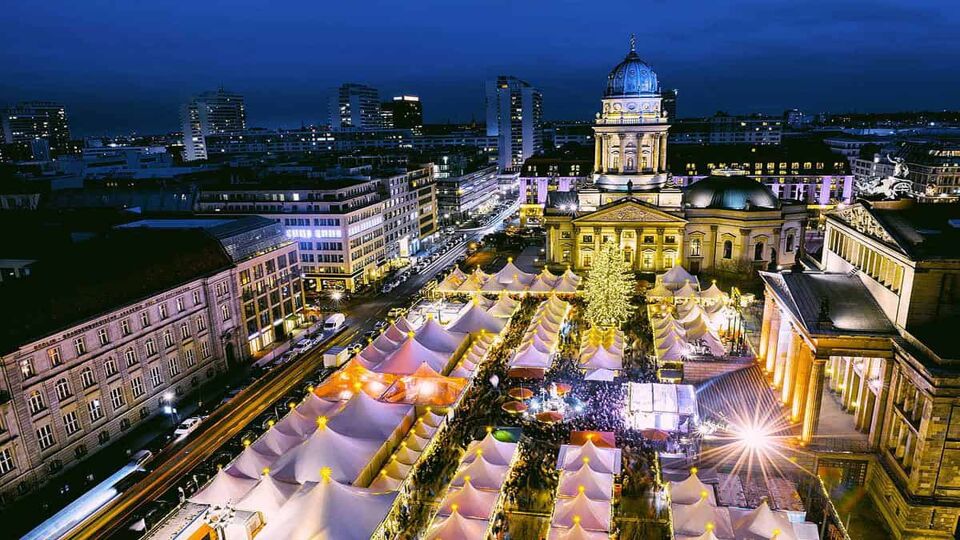 aerial view of Berlin's christmas market