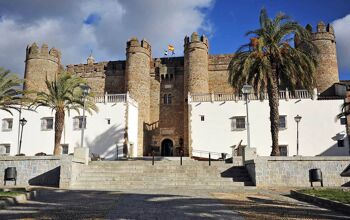 Zafra, Extremadura, Spain. Castle of the Dukes of Feria, now a luxury hotel (National Parador) in Zafra, province of Badajoz, Spain