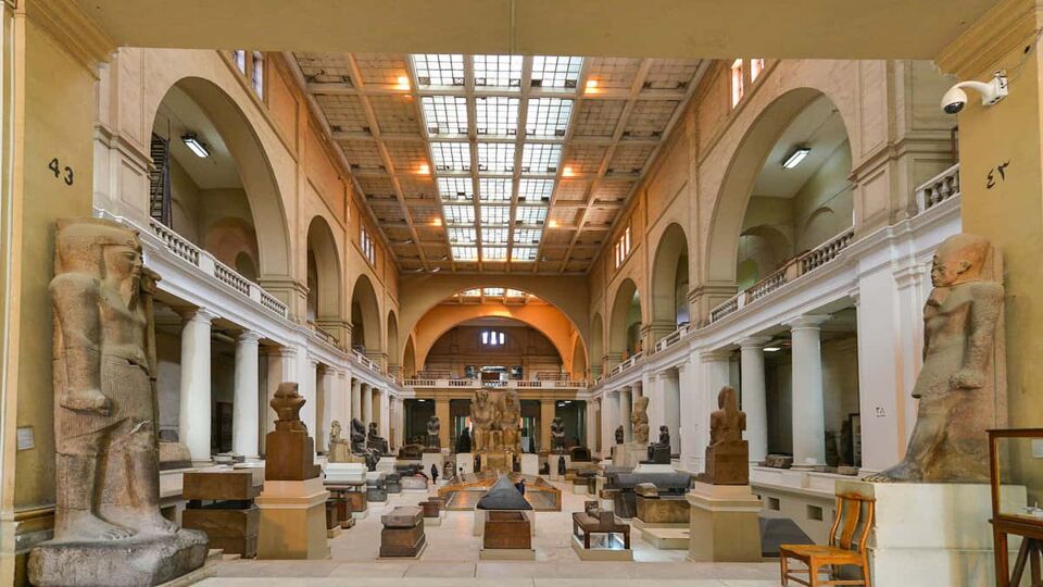 Interior display gallery of the Egyptian Museum, Cairo