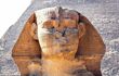 Close up of the face of the Sphinx statue in Giza