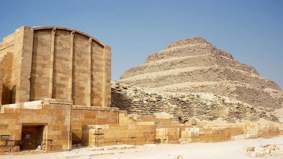 Ancient step pyramid of Djoser (Zoser) at Saqqara plateau, Egypt, near Cairo