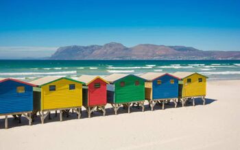 colourd beach huts on Muizenberg Beach
