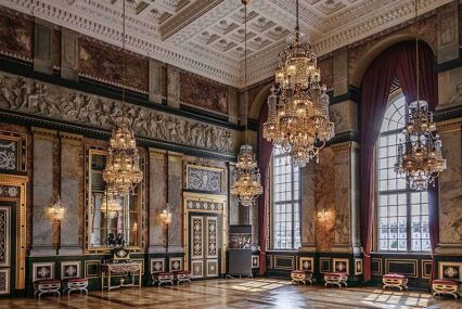 Luxury interior in the complex Christiansborg Slot Palace in Copenhagen, Denmark