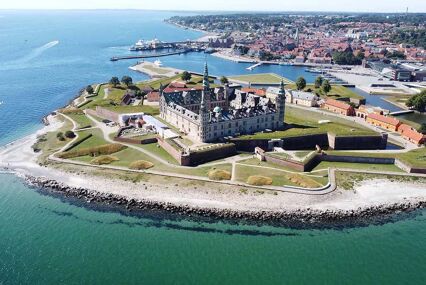 Aerial view of Kronborg Castle in the Northern Zealand, Denmark.