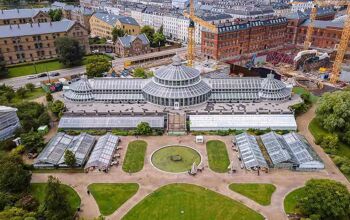 Beautiful aerial view of Copenhagen Botanical Garden