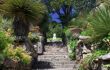 Neptune's Steps, leading up to a bust of Neptune, god of the sea, at Tresco Abbey Gardens, Isles of Scilly, England