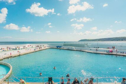 Jubilee Pool, Penzance, Art deco, sea water filled lido at Penzance, Cornwall