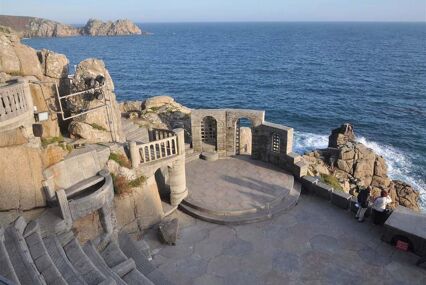 The Minack Amphitheatre created by Rowena Cade in 1932 is a unique performance venue built into the the granite cliffs at Porthcurno, south west Cornwall, UK.