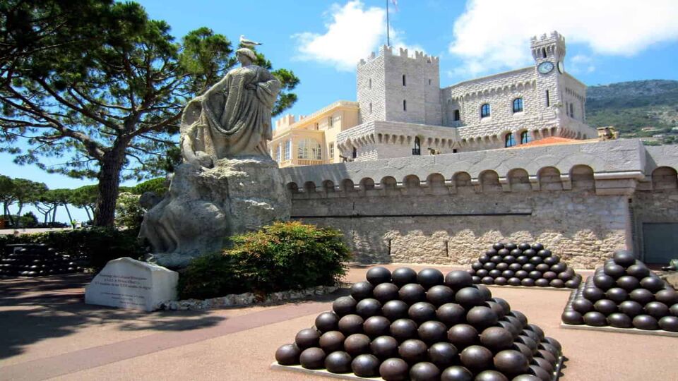Piles of cannonballs outside of palace