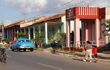 People walk in downtown Vinales, Cuba. Vinales is a small town in Pinar del Rio Province, famous for Vinales National Park.