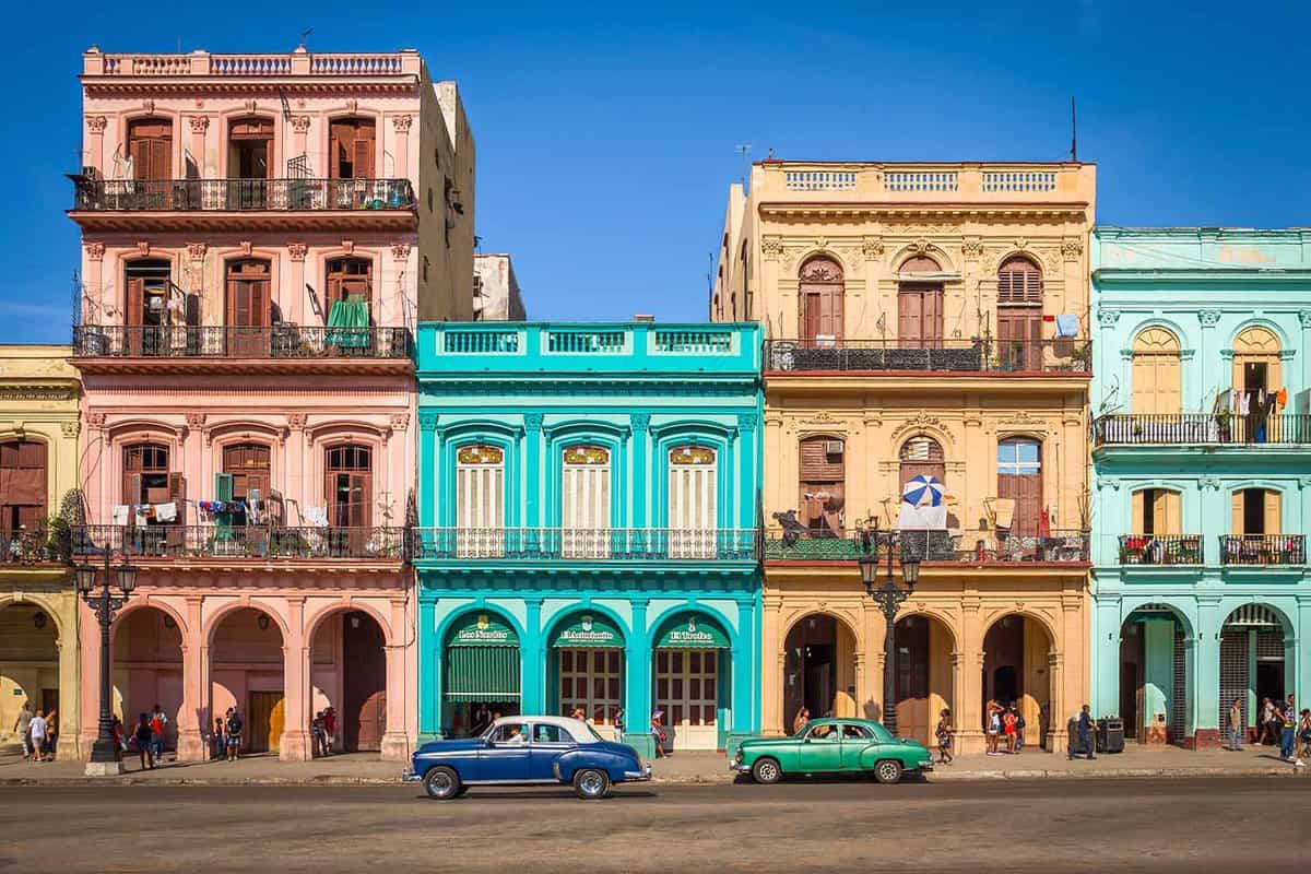 Colorful colonial buildings, Havana, Cuba