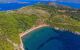 Sandy beach and cove from the sky