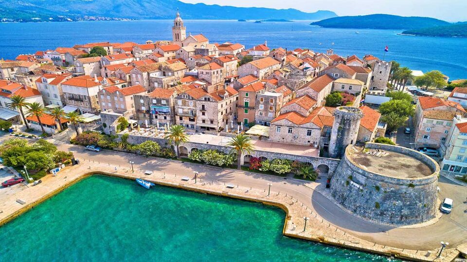 aerial view of Korcula Old Town