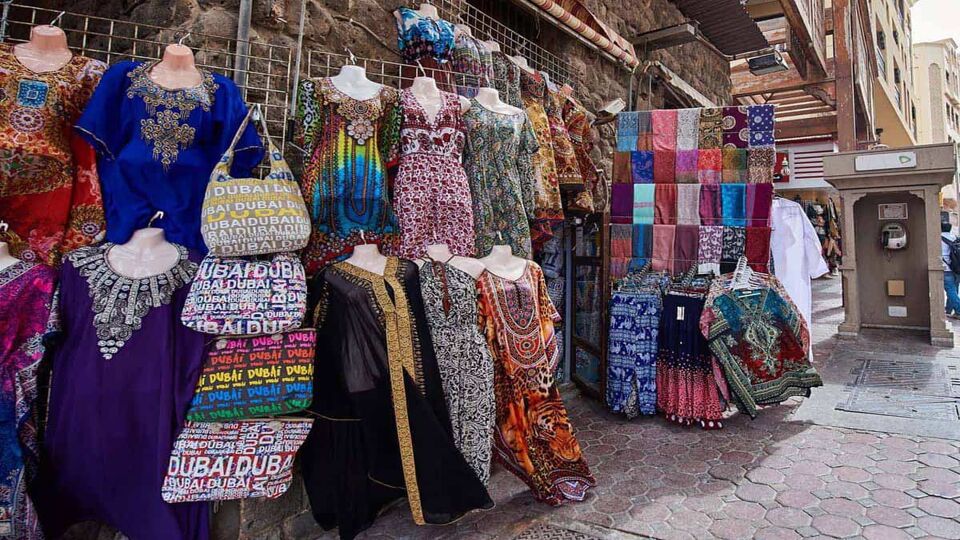 Colorful Bur Dubai Souk Arabian Market, accessories shop