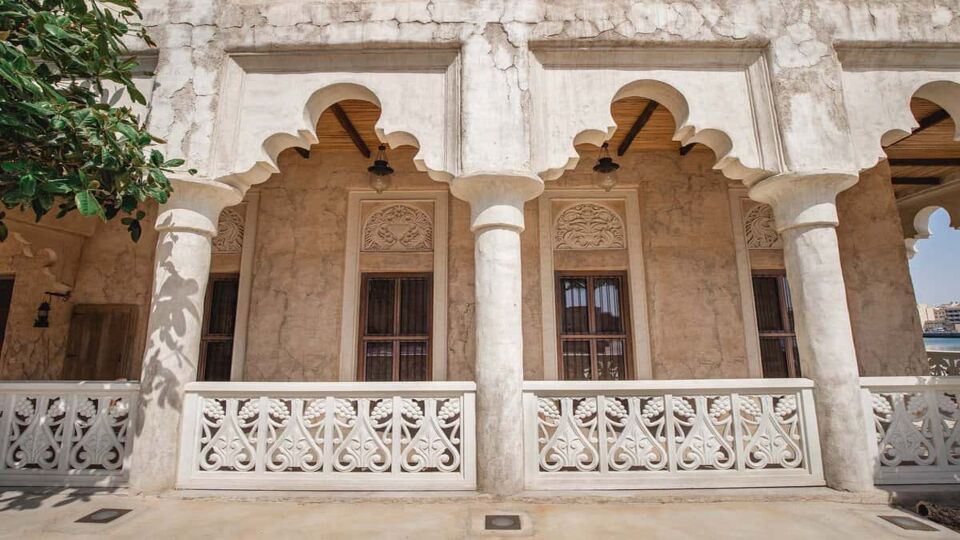majestic architecture of famous house of Sheikh Said Al Maktoum in traditional Arabic style, which now houses the museum