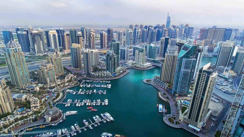 Dubai marina and skyscrapers