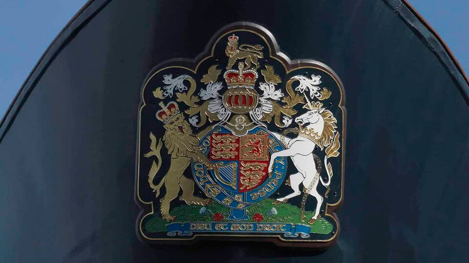 Close up of crest of arms on Royal Yacht Britannia