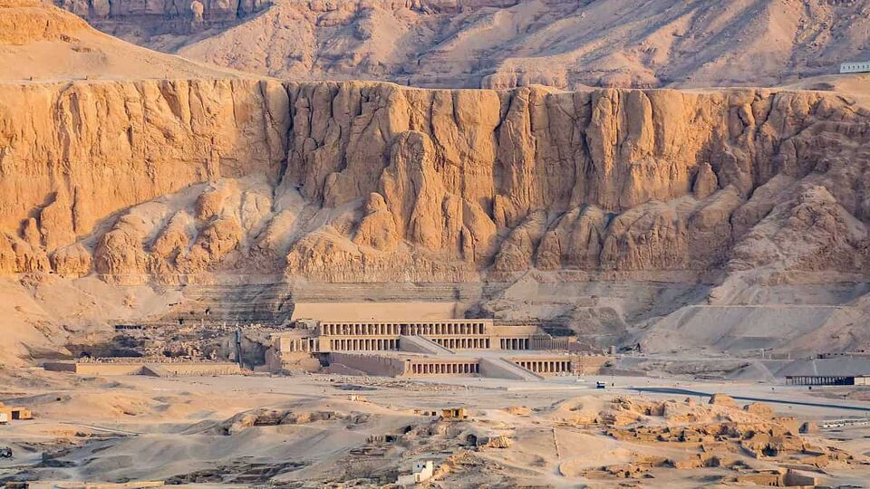 Aerial view of Hatshepsut Temple, Luxor, Egypt