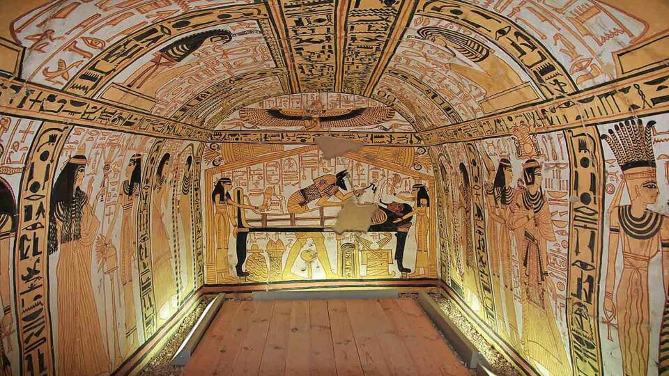 A frescoed tomb in the Valley of Artisans in Luxor