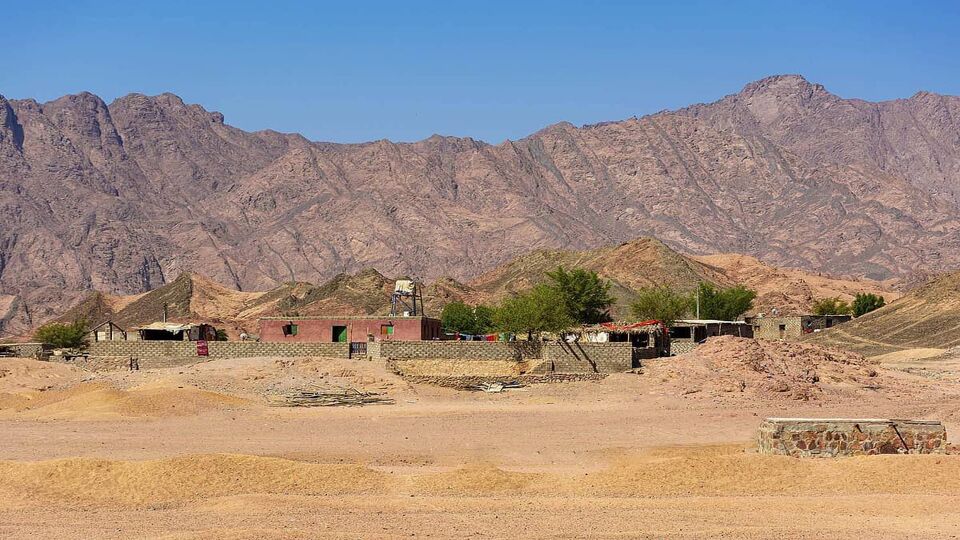 Small Bedouin buildings living in the mountains of the Sinai Peninsula