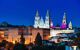 panoramic view of the cathedral of Santiago de Compostela in Spain