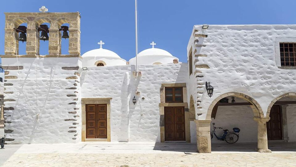 church in Skala city in Patmos island Greece