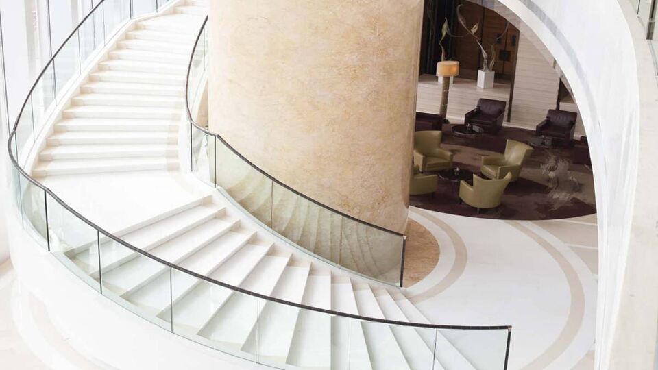Large white spiral staircase