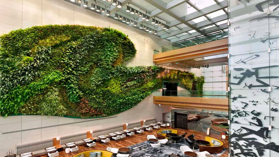 Living wall art feature inside the hotel