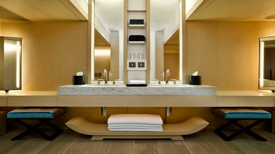 Pair of sinks in an elegant and luxurious bathroom