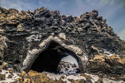Dimmuborgir, a large area of unusually shaped lava fields, east of Myvatn, Iceland. Myvatn area - Iceland. The
