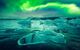 Northern lights over Jokulsarlon Glacial Lagoon, Iceland. Landscape photography. Courtesy of NASA. Photo collage